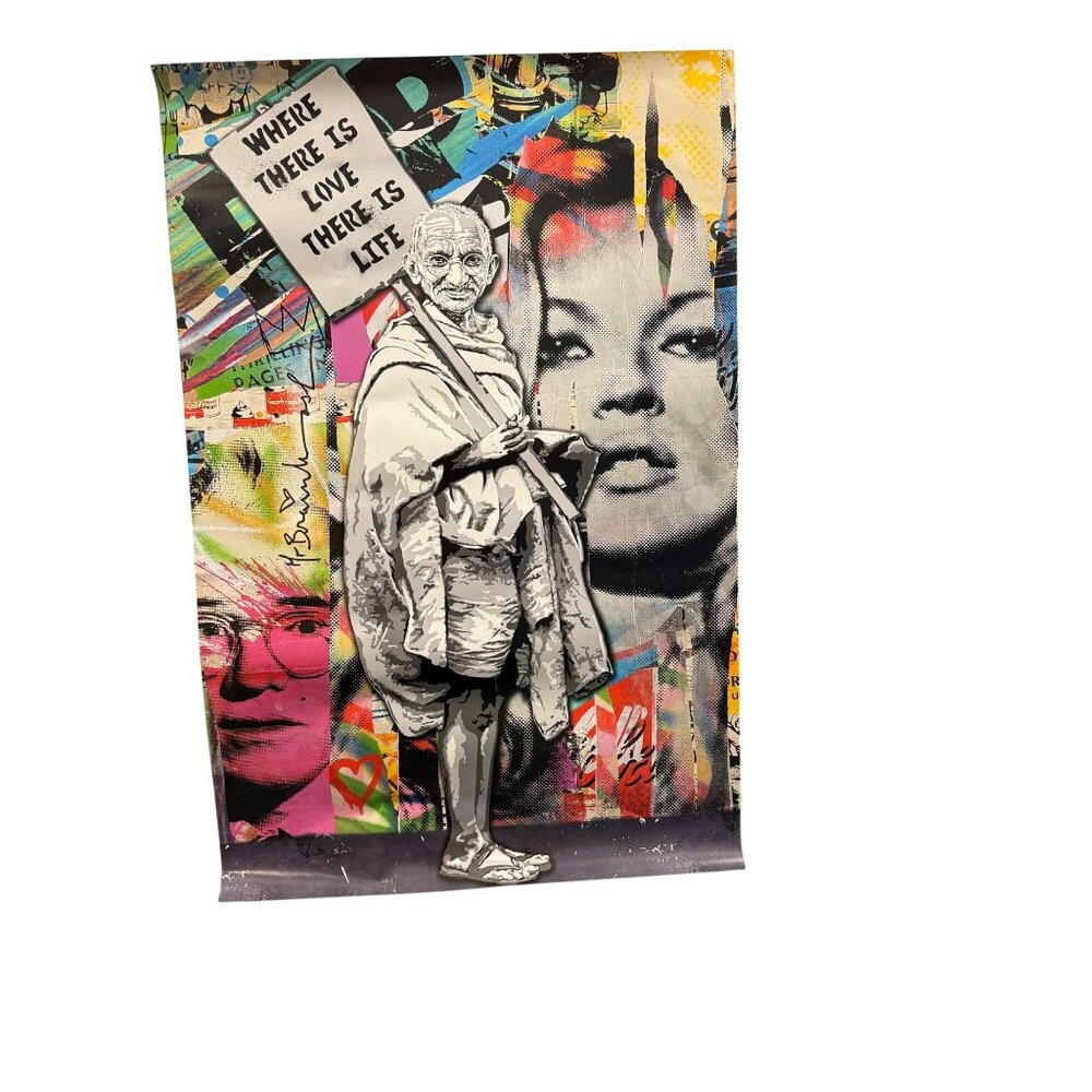 Mahatma Gandhi Pop Art Poster With "Where There Is Love There Is Life" Quote